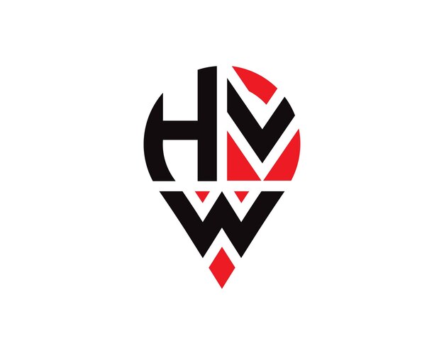 Conception du logo de la forme de la localisation de la lettre HVW Conception simple du logo de la localisation de la lettre HVW