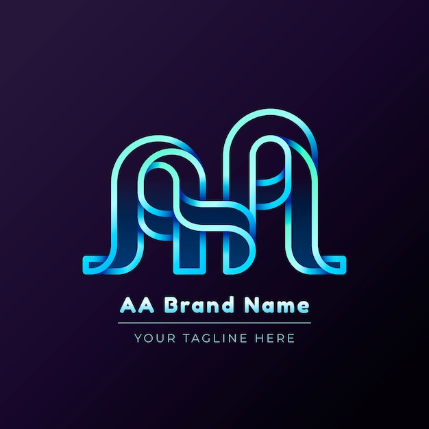 Conception du logo avec des initiales en gradient