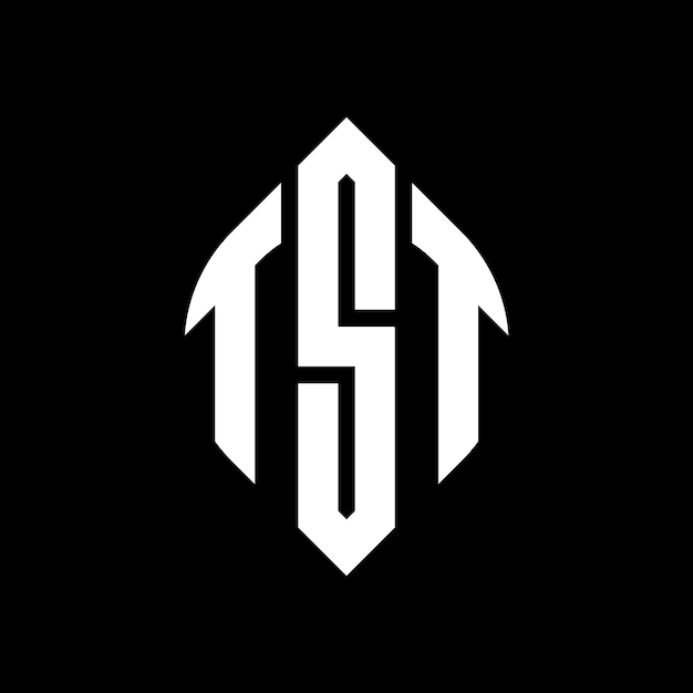 Conception du logo de la lettre circulaire TST avec forme de cercle et d'ellipse