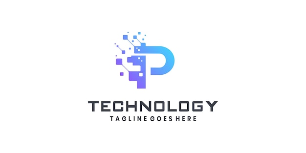 Conception du logo de la lettre P pour la technologie