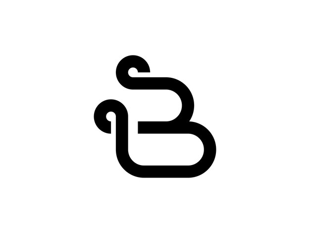 Vecteur conception du logo de la ligne de la lettre b du monogramme