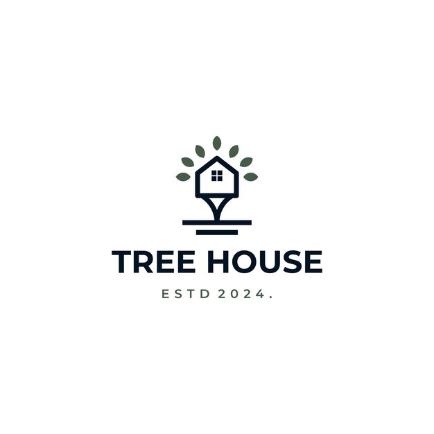 Vecteur conception du logo de la maison d'arbre sur un fond isolé