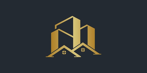 Conception Du Logo De La Maison De La Ville Avec L'appartement Consept Vecteur Premium Moderne