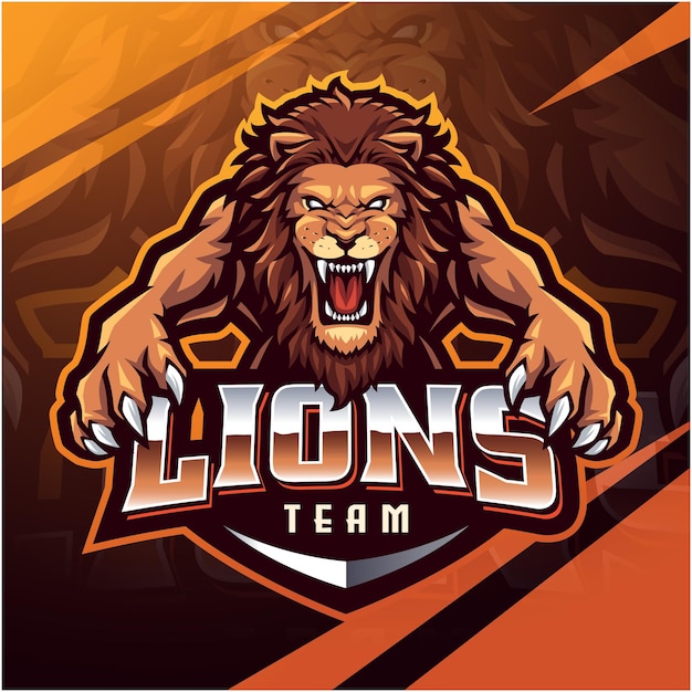 Vecteur conception du logo de la mascotte du lion esport