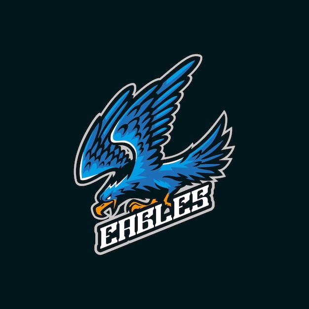 Vecteur conception du logo de la mascotte des eagles avec un style de concept d'illustration moderne pour l'emblème du badge et l'impression de t-shirts illustration des eagles pour l'équipe de sport et d'esport
