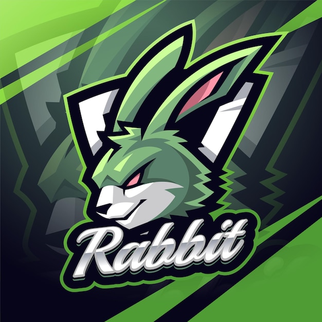 Vecteur conception du logo de la mascotte de l'esport à tête de lapin