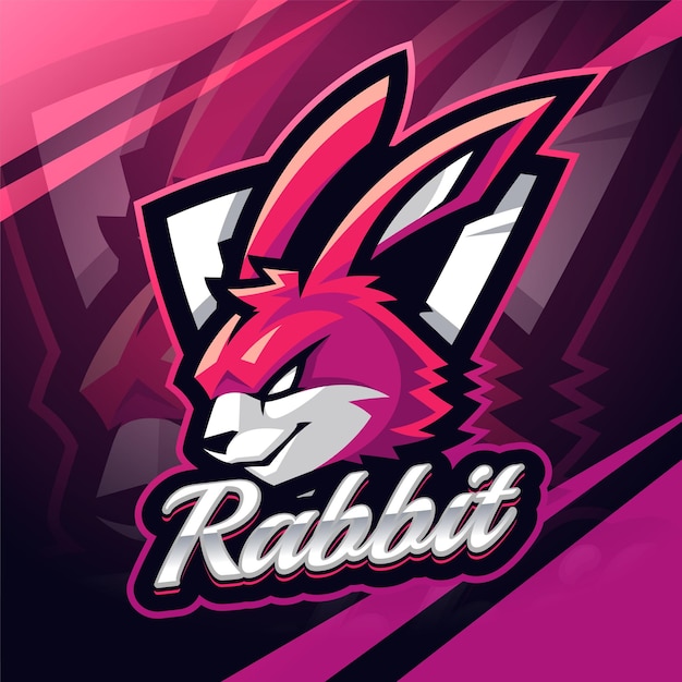 Vecteur conception du logo de la mascotte de l'esport à tête de lapin