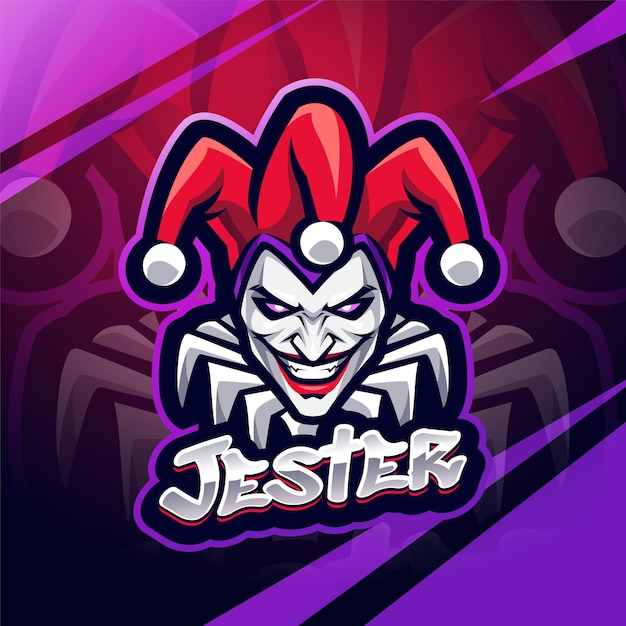 Vecteur conception du logo de la mascotte de jester esport