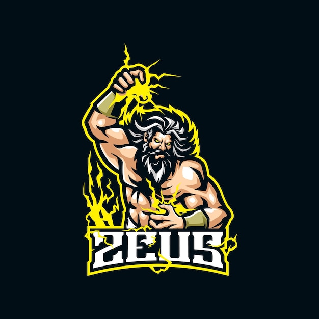 Conception Du Logo De La Mascotte Zeus Avec Un Style De Concept D'illustration Moderne Pour L'impression De Badges, D'emblèmes Et De T-shirts. Illustration De Zeus En Colère Pour L'équipe De Sport Et D'esport.