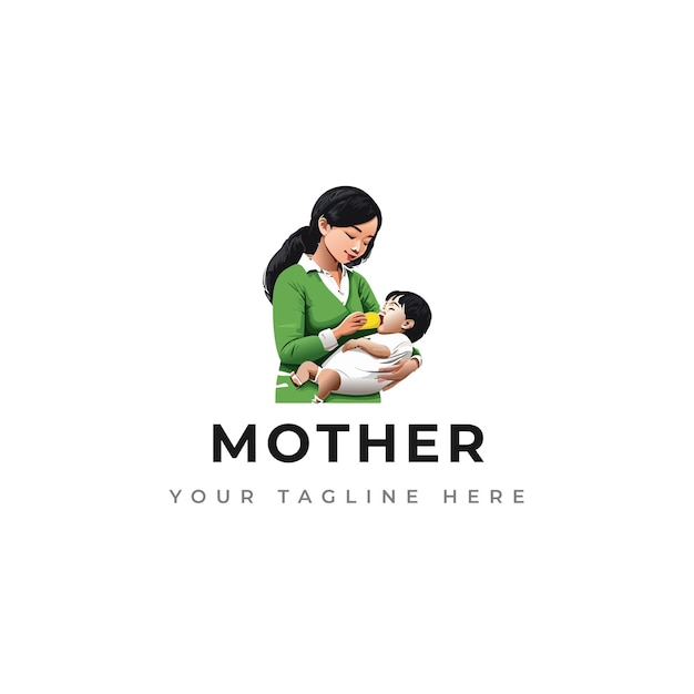 Vecteur conception du logo de la mère nourrissante