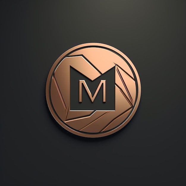 Vecteur conception du logo minimal en bronze du mmm