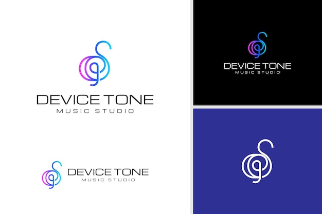 Conception du logo musical de la lettre vectorielle D