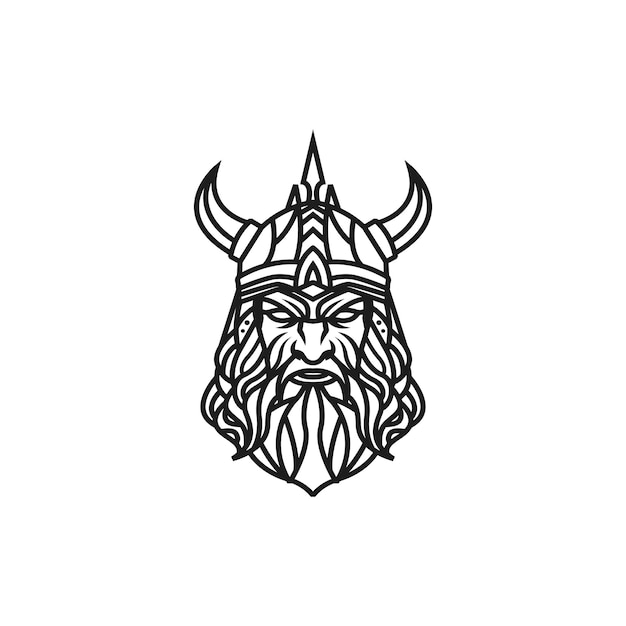 Conception Du Logo Nordic Head Esport Avec Une Illustration De Style Line Art