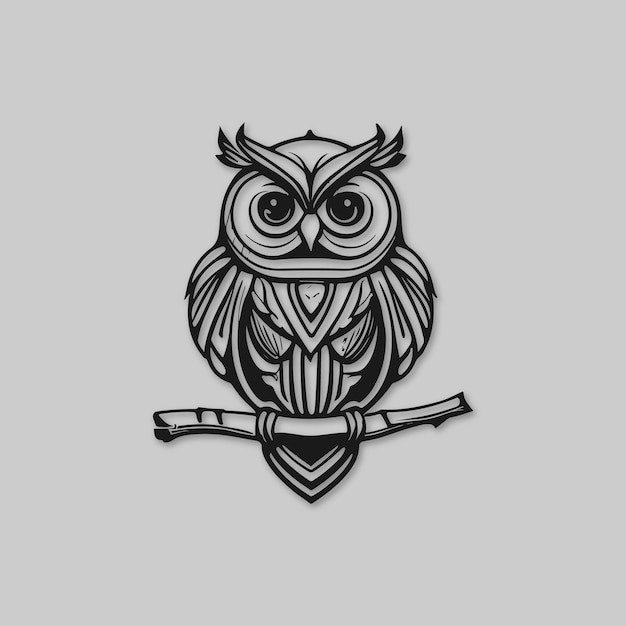 Vecteur conception du logo de l'oiseau du pinceau de hibou