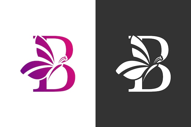 Vecteur conception du logo papillon avec le concept de la lettre b