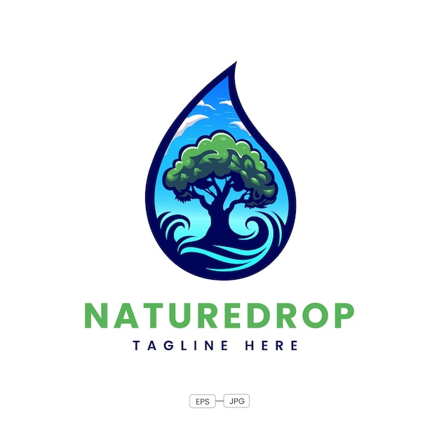 Conception du logo par vecteur de goutte naturelle