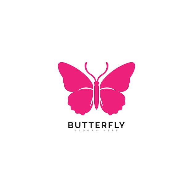 Conception du logo à la silhouette de papillon rose