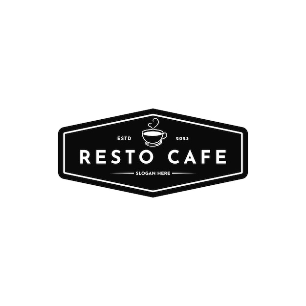 Vecteur conception du logo de la tasse de café pour le style de timbre rétro vintage d'un restaurant de café