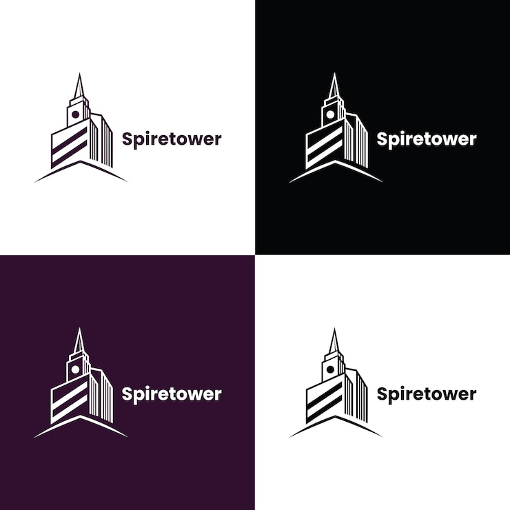 Vecteur conception du logo de la tour spire