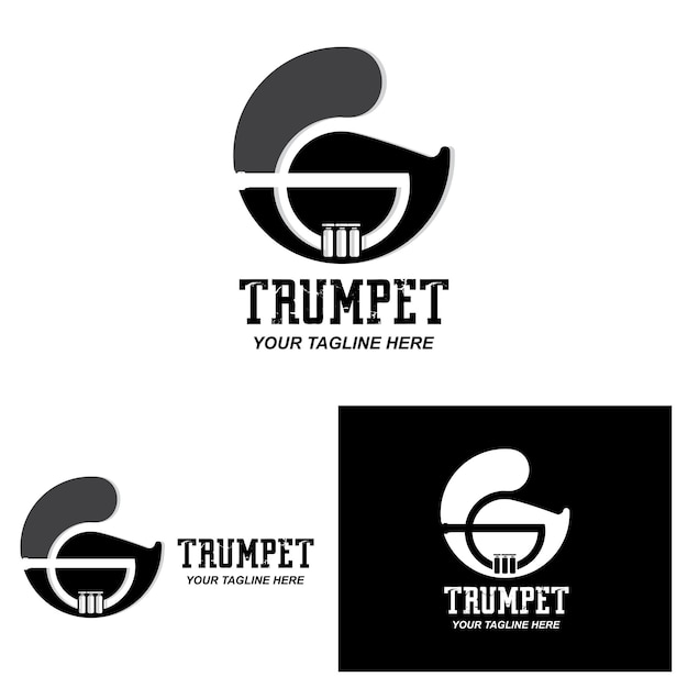 La conception du logo de la trompette génère une illustration de croquis de vecteur d'instrument de musique mélodie