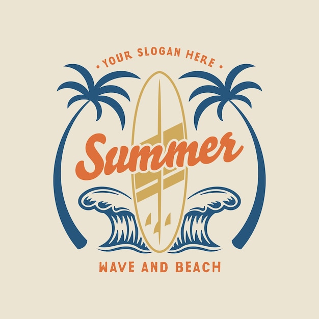 Vecteur conception du logo vector summer time beach surf