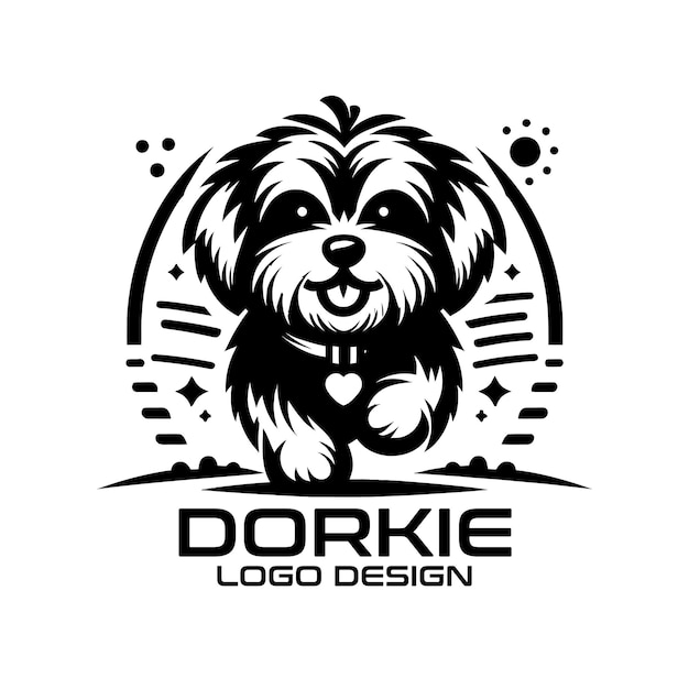 Vecteur conception du logo vectoriel du chien dorkie