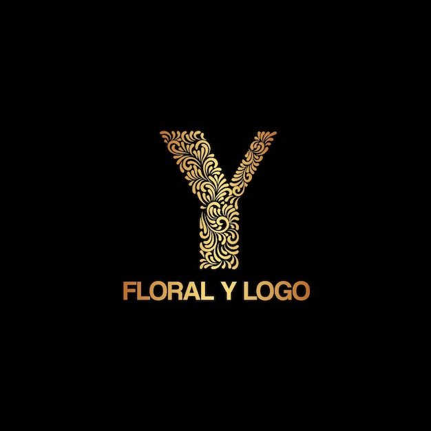 Vecteur conception du logo vectoriel de la lettre y florale