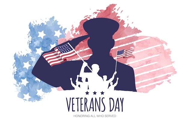 Vecteur conception du modèle de la journée des anciens combattants avec drapeau américain et soldat pour l'illustration vectorielle de l'affiche et de la bannière. hon
