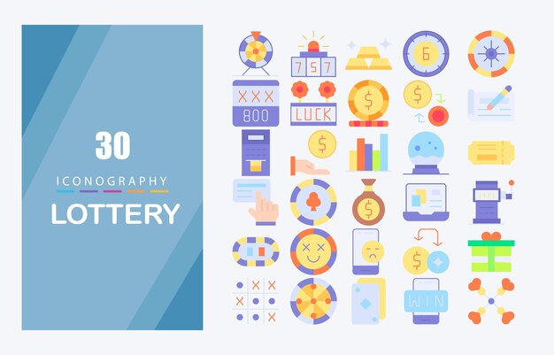 Conception Du Paquet D'icônes De Loterie à Plat