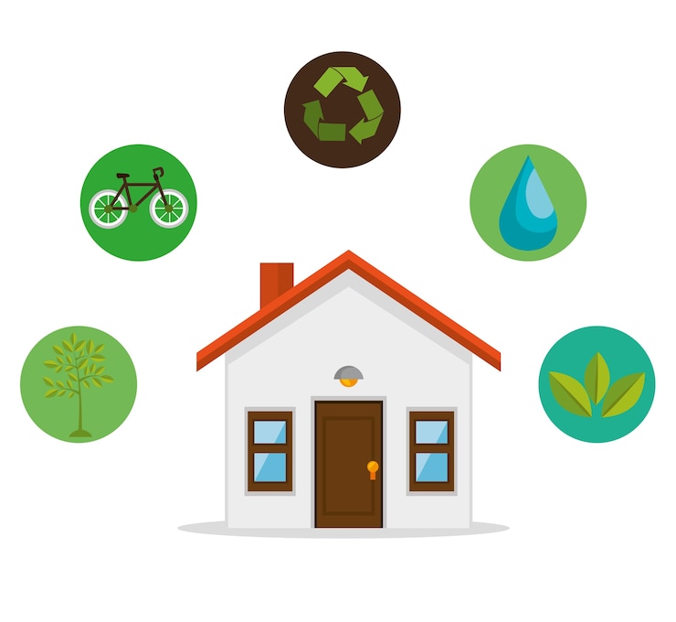 Vecteur conception écologique de maison écologique