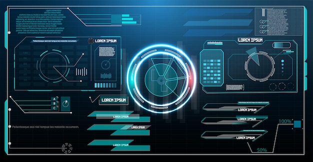 Conception D'écran D'interface Hud Vectoriel Futuriste. Titres De Légendes Numériques. Hud Ui Gui Utilisateur Futuriste I