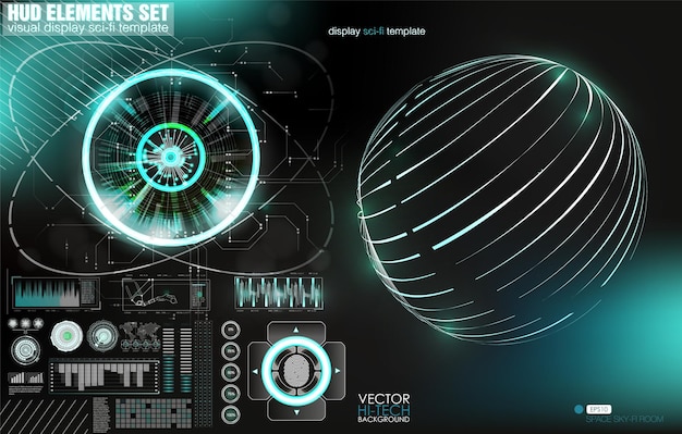 Conception d'écran d'interface HUD vectoriel futuriste Titres de légendes numériques HUD UI GUI utilisateur futuriste je