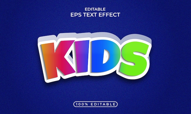 Conception d'effet de texte coloré 3d modifiable pour les enfants