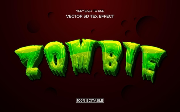 Vecteur conception d'effet de texte modifiable zombie 3d