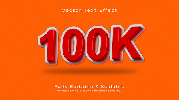 Vecteur conception d'effet de texte vectoriel 100k 3d de haute qualité entièrement modifiable