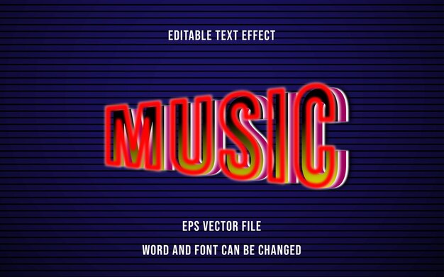 Vecteur conception d'effets de texte modifiables pour la musique