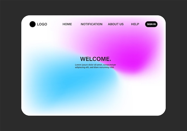 Conception élégante et futuriste de la page d'atterrissage avec des motifs d'ondes abstraits et un maillage de gradient à la mode