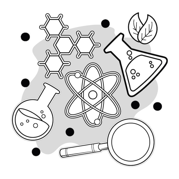 Vecteur conception d'éléments de l'école dessinés à la main pour les outils de laboratoire
