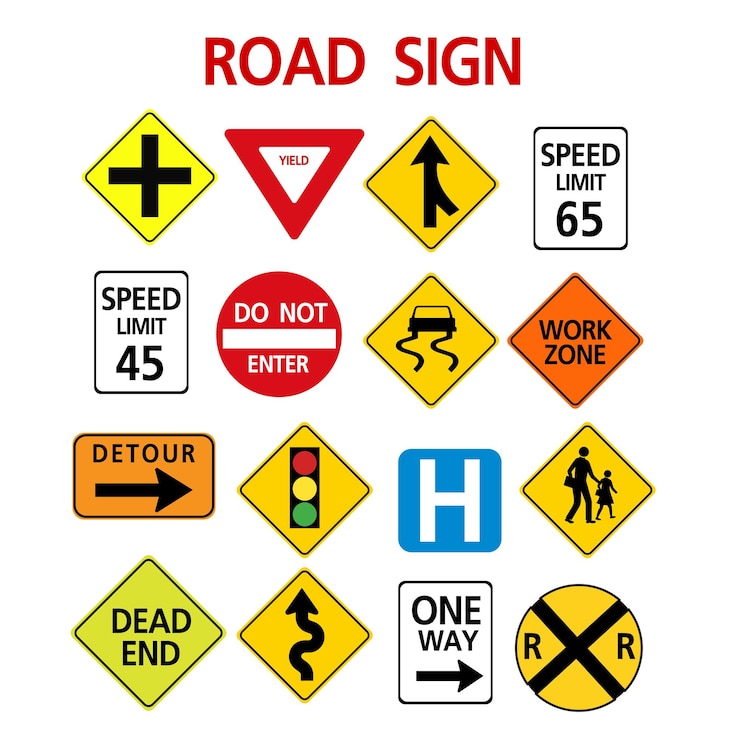 Vecteur conception d'éléments de panneaux de signalisation routière pour les modèles