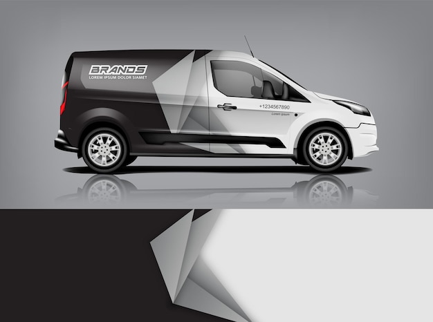 Conception D'emballage De Van Wrap Autocollant Et Conception De Décalcomanie Pour L'entreprise Format Vectoriel Eps10 Dekal A1