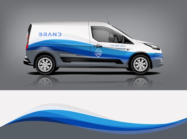 Conception d'emballage de van Wrap autocollant et conception de décalcomanie pour l'entreprise Format vectoriel eps10 dekal a1