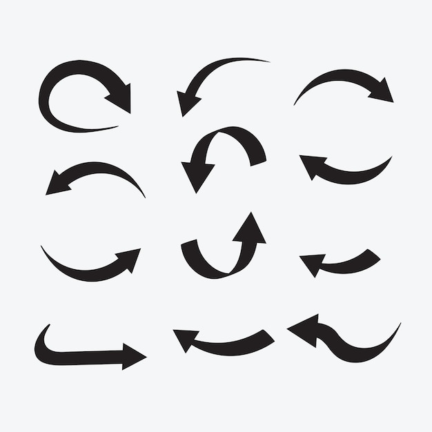 Conception d'un ensemble de signes à flèches directionnelles ou d'icônes courbes