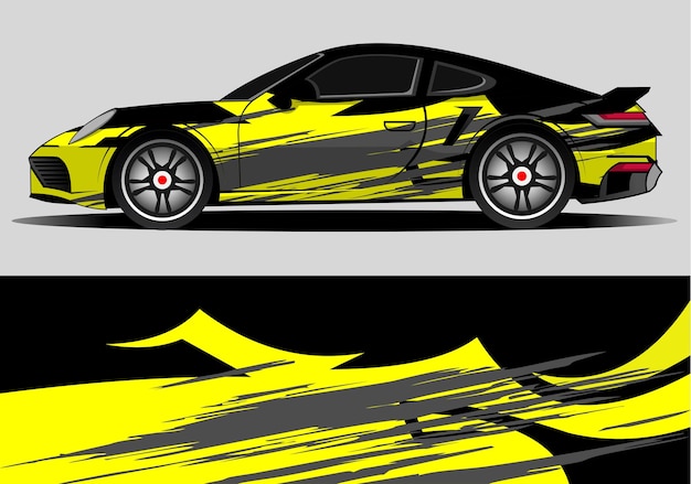Vecteur conception d'enveloppe de décalque de voiture de sport