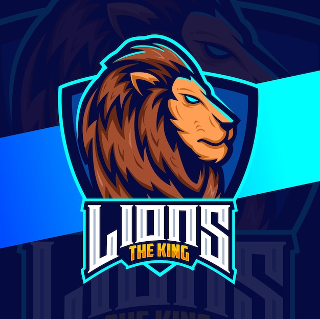 Conception D'esport De Mascotte De Tête De Lion Pour Le Logo De Joueur Et De Sport