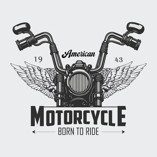 Conception D'étiquette De T-shirt De Moto Avec Illustration D'élément De Moto