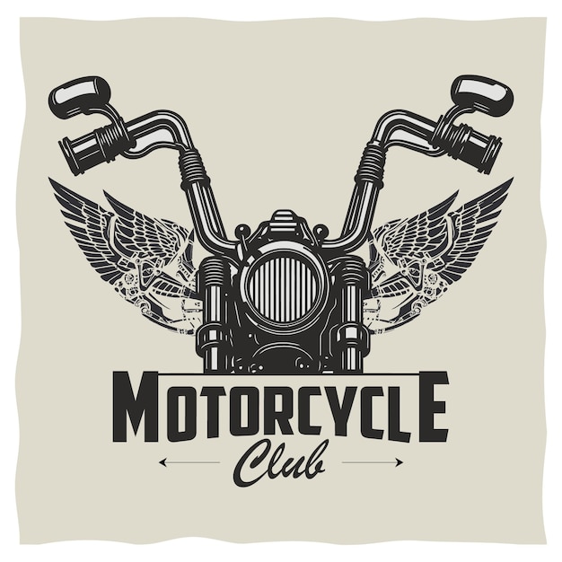 Conception d'étiquette de t-shirt de moto avec illustration d'élément de moto