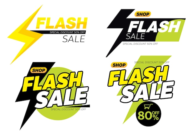 Vecteur conception d'étiquettes de promotion de bannière de vente flash pour le marketing