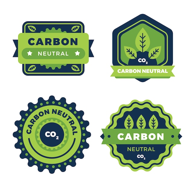 Conception d'étiquettes et de timbres neutres en carbone au design plat