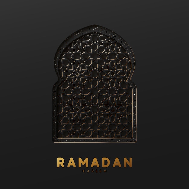 Conception de fenêtre arabe. Carte de voeux Ramadan Kareem. Illustration vectorielle