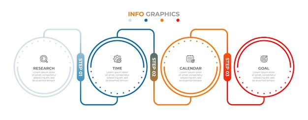 Conception De Fine Ligne D'étiquette D'infographie Vectorielle Avec Des Icônes Et 4 Options Ou étapes